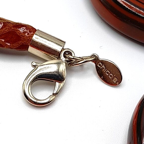 Chico's Orange Brown Leather Belt, 40" - Picture 3 of 11